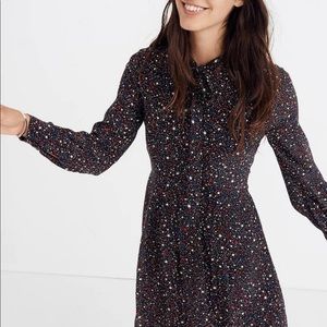 Madewell tie neck dress in starry night size 10